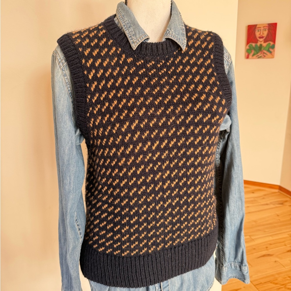 Tory Burch navy and light Brown Knit Sweater Vest - Picture 2 of 9
